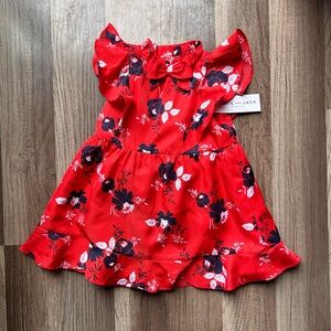 Beautiful red floral toddler dress with diaper cover. New with tags!